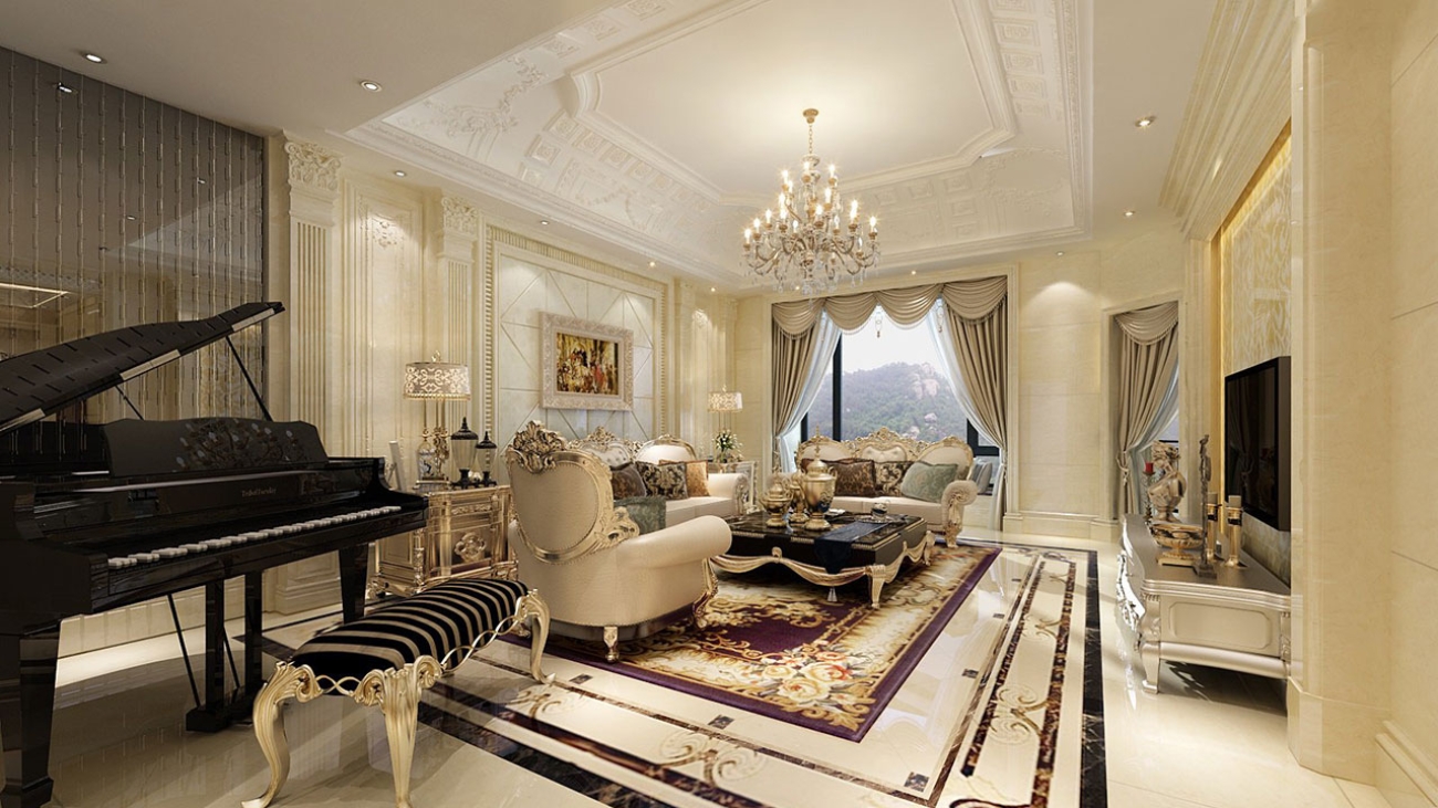 دکوراسیون پذیرایی مربع شکل